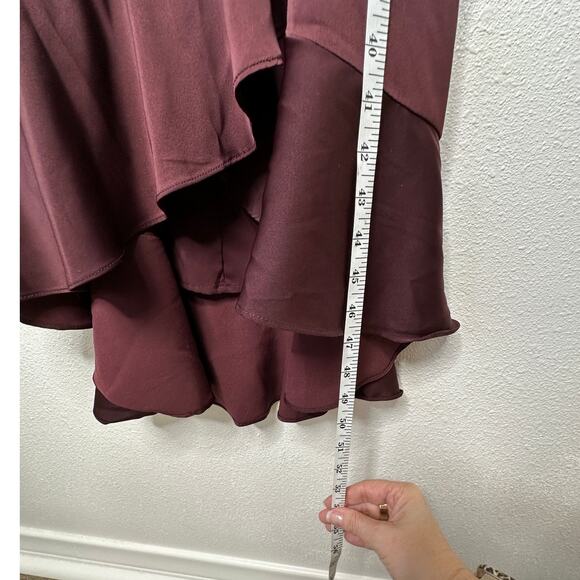 Chelsea28 Burgundy Maroon Flutter Sleeve Ruffle V-Neck Wrap Dress S - Picture 13 of 16